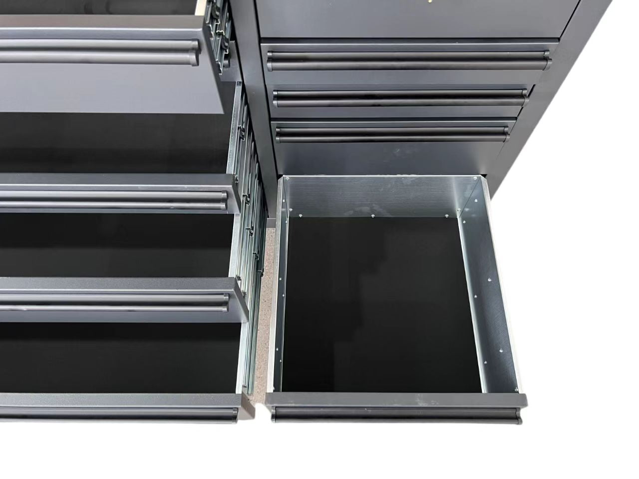 GT 1.8M x 2M (Tall) Black Matte Rolling Workbench with Overhead Storage & Power Board (600mm Deep Bench-top) - Premium Garage Cabinets - Rolling from GT - Just $1699! Shop now at GTools