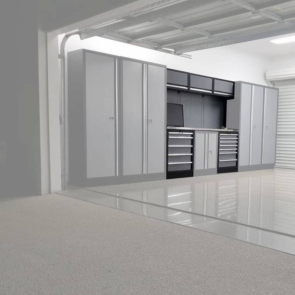 2M Modular Workbench, Drawers, Pegboard & Overhead Cabinet Set - GT680G-COMBO - Premium Garage Cabinets - Modular from Standard - Just $1781! Shop now at GTools