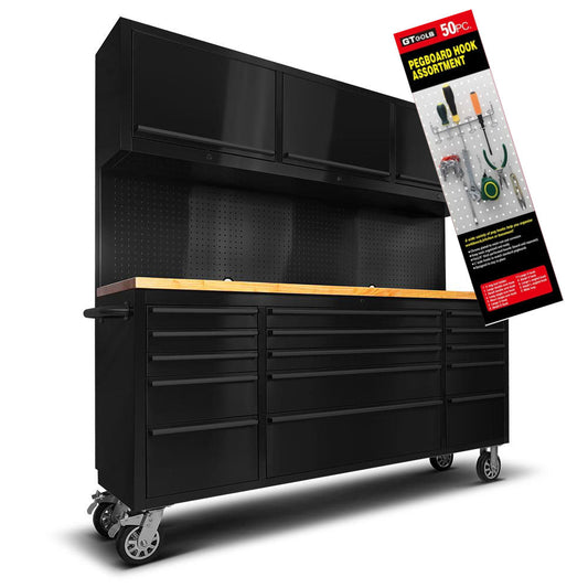 GT 1.8M Black Steel 15 Drawer Workbench Combo - Premium tool chest from GTools - Just $1249! Shop now at GTools