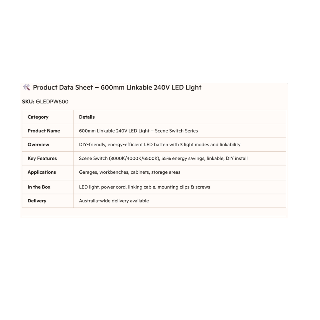 600mm Linkable LED Lighting with Power Cord- 3 Mood Settings