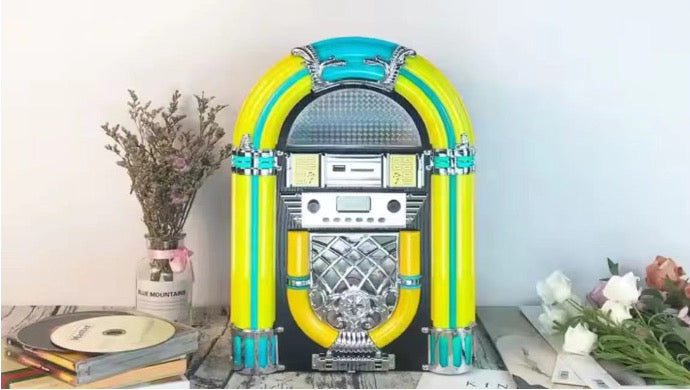 Retro Mini Jukebox Sound System with CD, Bluetooth, LED Lights & Multi-Format Playback - Premium Mancave from Mancave Furniture - Just $299! Shop now at GTools