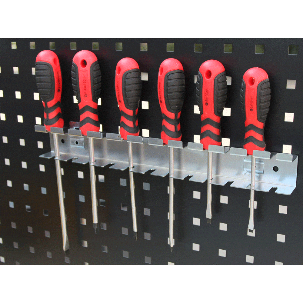 12 Slot Screwdriver Holder – Steel Pegboard Storage - GTools