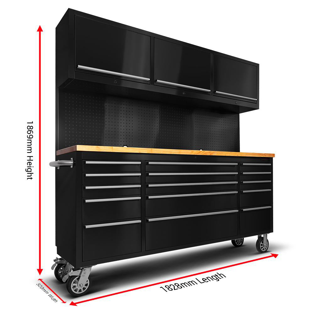 GT 1.8M Black Steel 15 Drawer Workbench Combo - Premium tool chest from GTools - Just $1299! Shop now at GTools