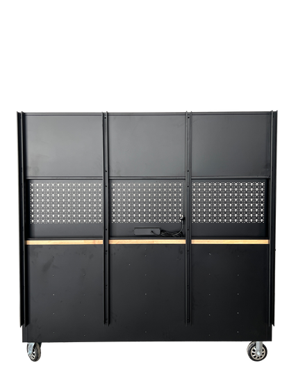 PREMIUM FEATURES ADDED 1.8M Black Matte Steel 15-Drawer Workbench Combo- Power Point - GTools