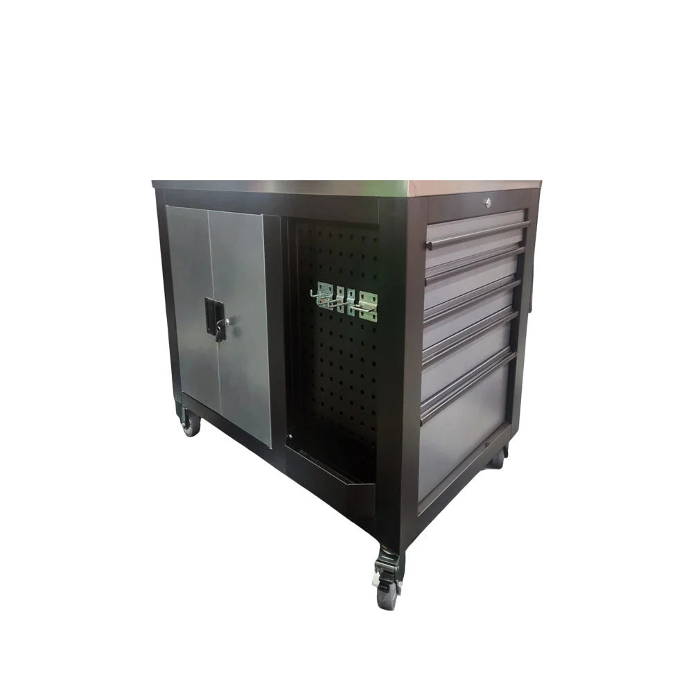 Stainless Steel Island Bench, Tool Storage and Pegboards - GTools