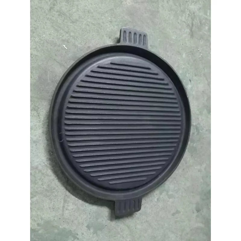 Heavy-Duty 35cm Cast Iron BBQ Grill Pan Set – Large Non-Stick Plate with Stand. - GTools