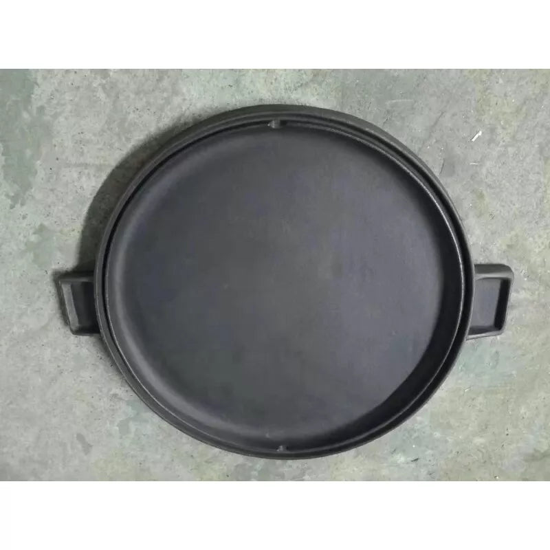 Heavy-Duty 35cm Cast Iron BBQ Grill Pan Set – Large Non-Stick Plate with Stand. - GTools