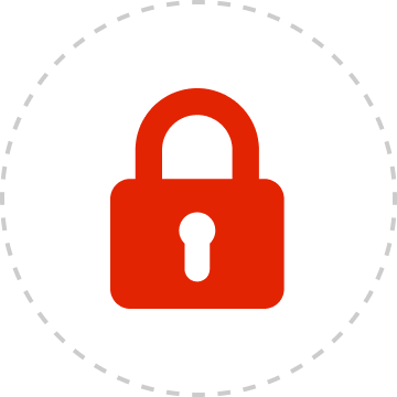 A bright red padlock icon centered on a solid black background.