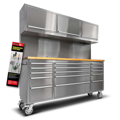 GT 1.8M Stainless Steel 15 drawer Workbench Combo - Premium tool chest from GTools - Just $1349! Shop now at GTools