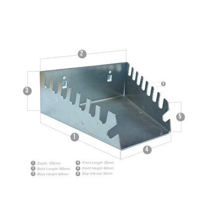 Spanner Holder – Steel Vertical Tray for 8 Spanners- Silver