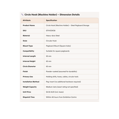 Circle Hook (Machine Holder) – Steel Pegboard Storage