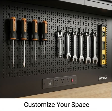 GT Series 1.8M x 2M (Tall) Black Matte Steel 15-Drawer Extra Deep Workbench Combo - Power Point