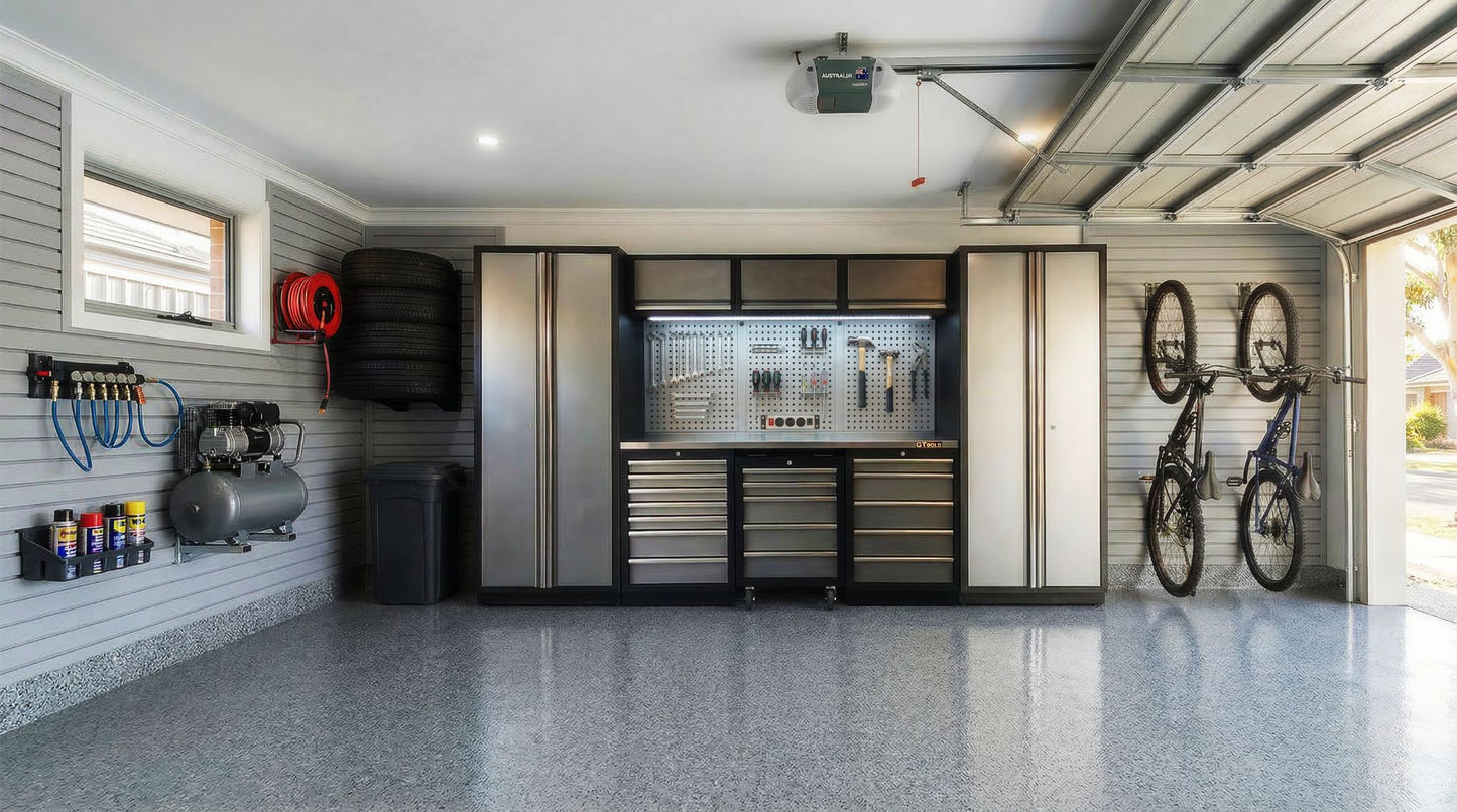 Standard Series 2.6M Workbench, Drawers & Single Door Tall Cabinet Set – GT-COMBO3 - GTools