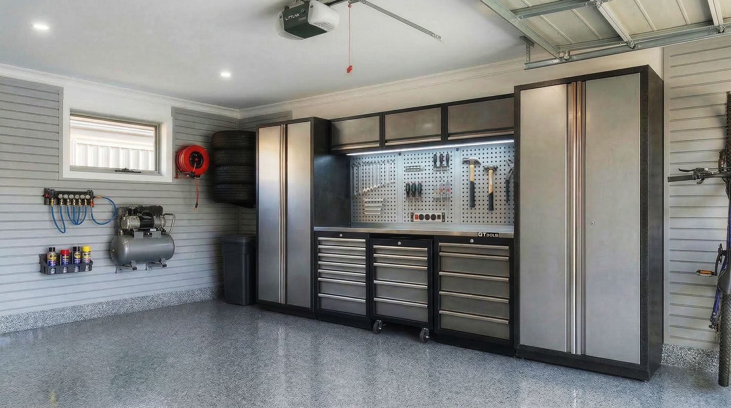 Standard Series 2.6M Workbench, Drawers & Single Door Tall Cabinet Set – GT-COMBO3 - GTools