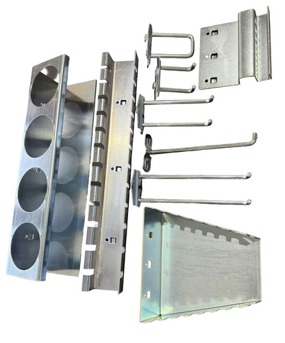11-Piece Pegboard Accessory Set for Square Holes - Silver Finish - GTools