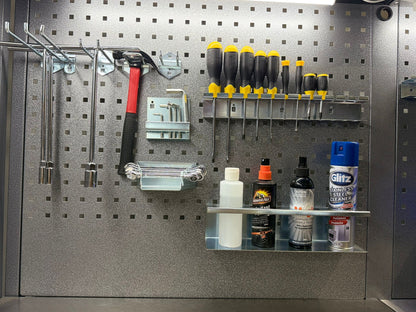 11-Piece Pegboard Accessory Set for Square Holes - Silver Finish - GTools