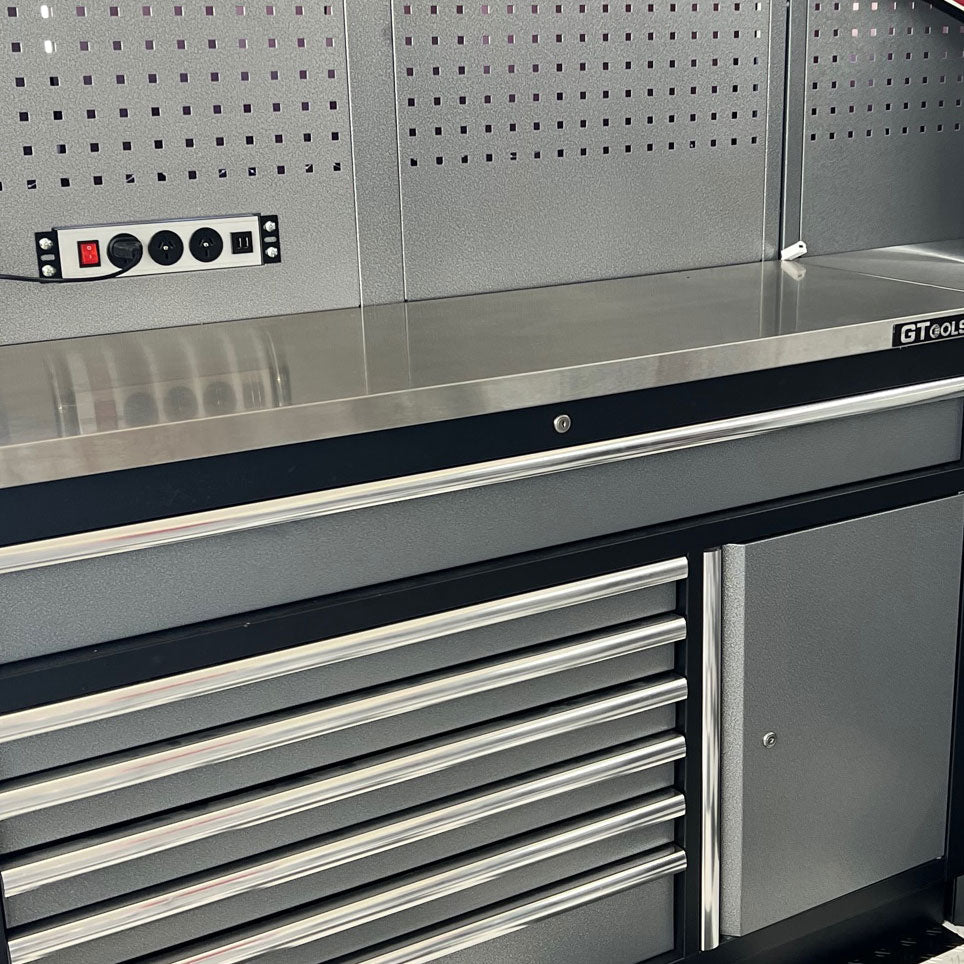 5.3M Steel Garage Workbench with Sink and Tall Cabinets – GT-COMBO13 - GTools