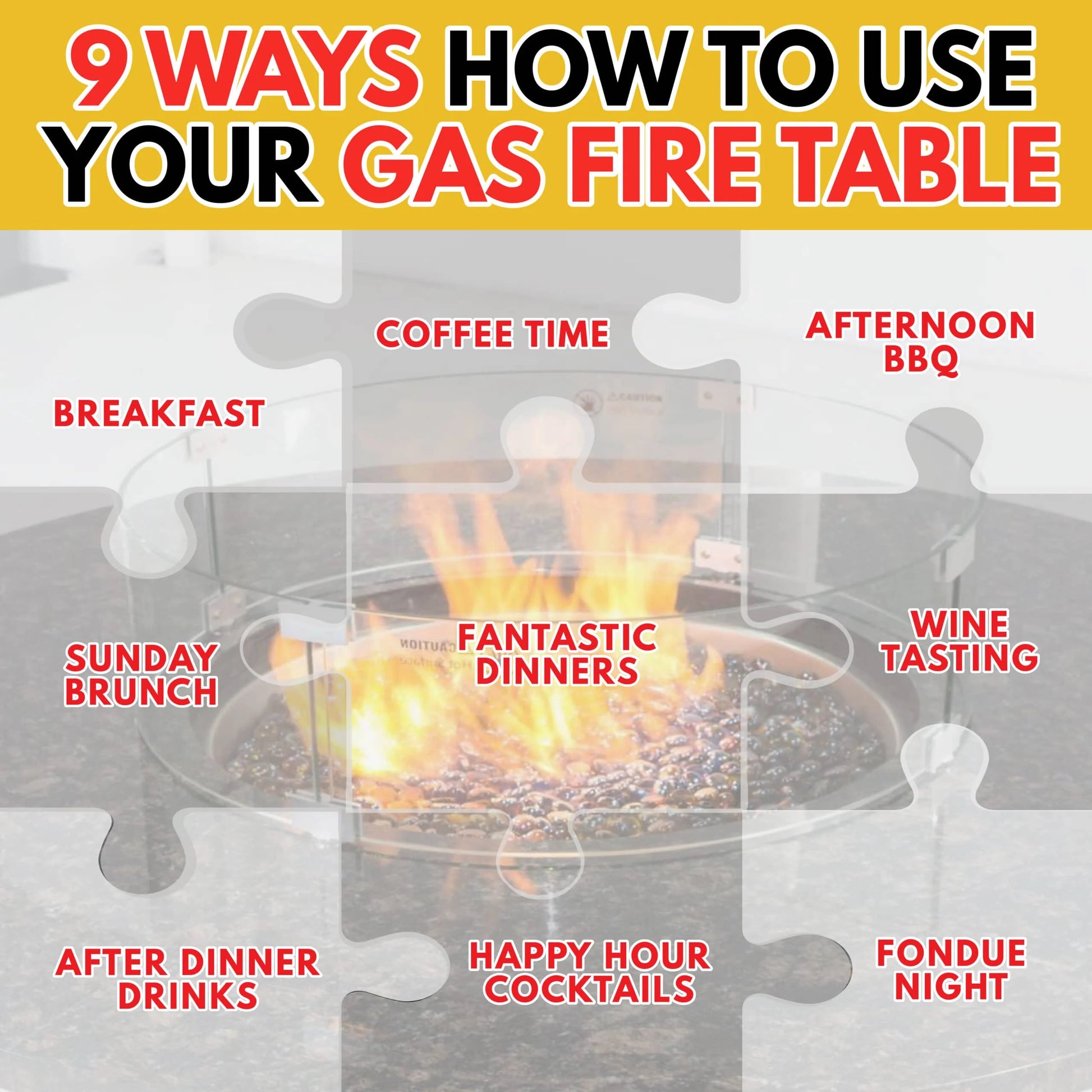 Patio Dining Gas Fire Pit Table - GTools