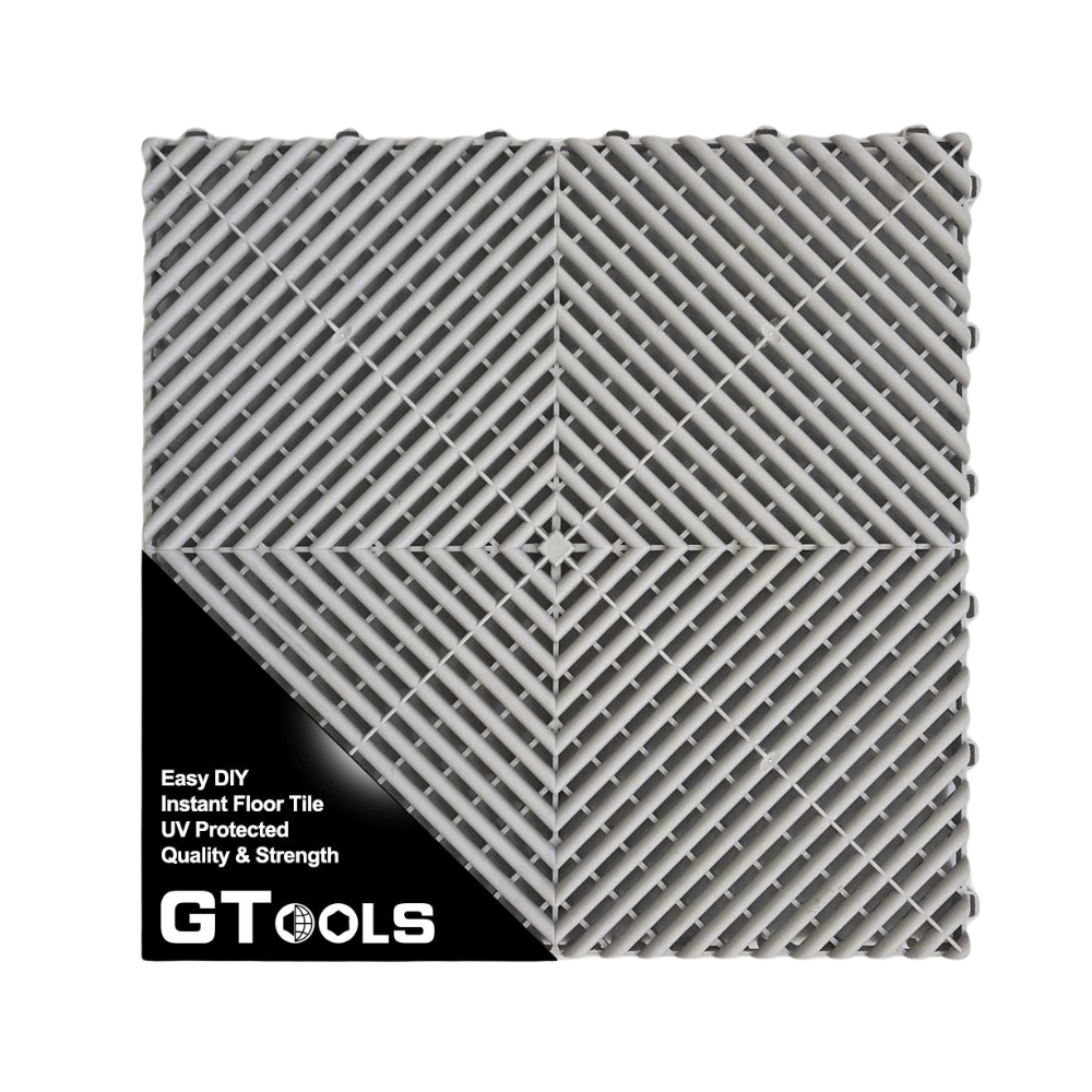400 Series Ribbed Garage Tile, Light Grey (Box of 15) | GTools 2025