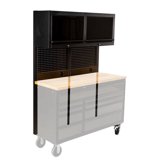 GTX 1.4M Black Stainless Steel Overhead Cabinets, Pegboards & Support Frames Set - GTools
