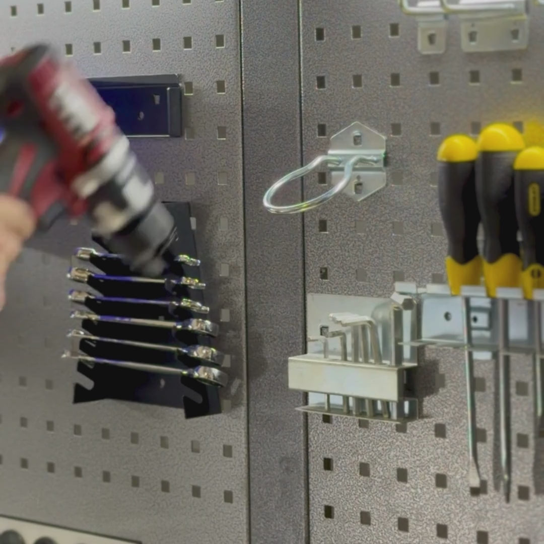 how to use the round pegboard hooks for drill storage