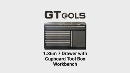 1.36m 7 Drawer with Cupboard Tool Box Workbench