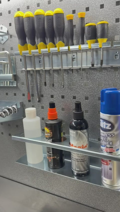 11-Piece Pegboard Accessory Set for Square Holes - Silver Finish