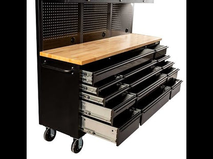 GTX 1.8M Black Stainless Steel Workbench Combo with Mega Drawer