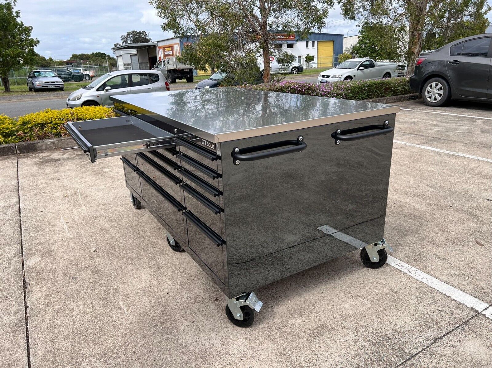 1.8M x 1.1M LARGE Black Tinted Stainless Steel Island Workbench - Premium Tool Box from GTools - Just $2399.00! Shop now at GTools