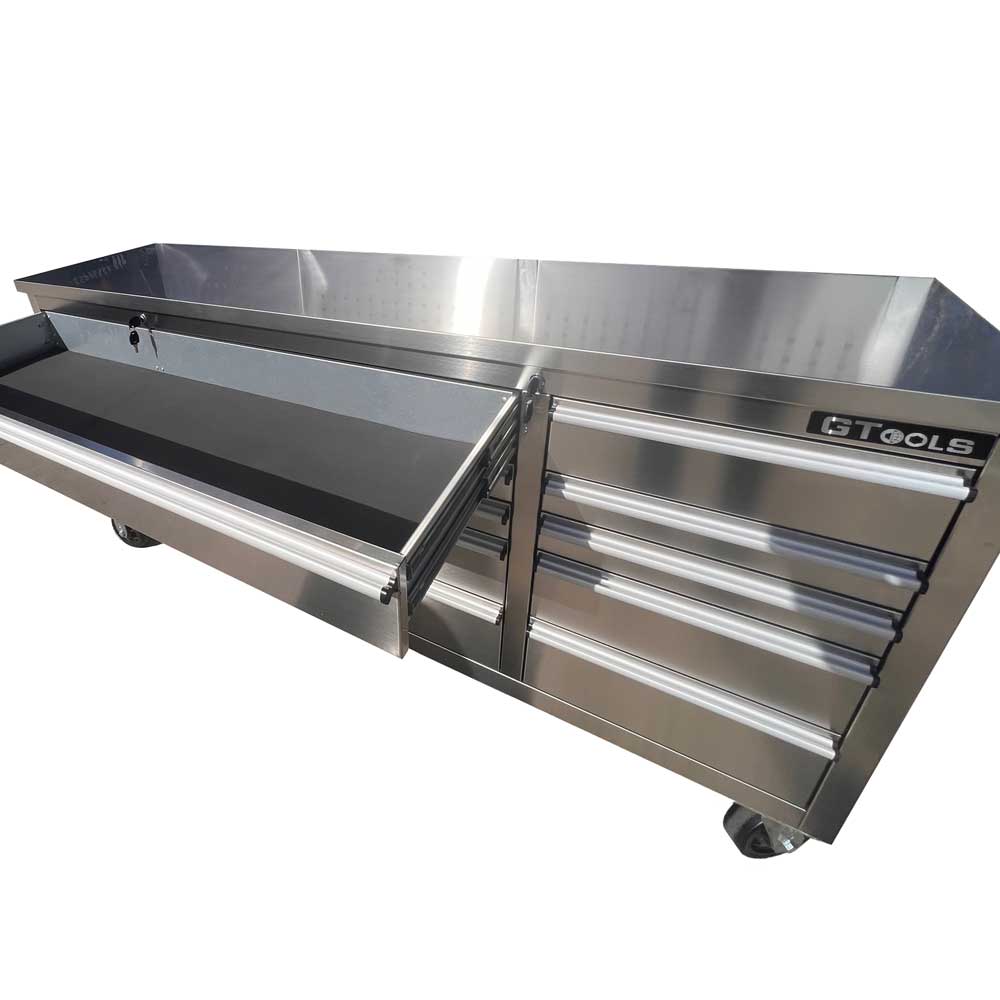 GTX 1.8M Stainless Steel Workbench & Benchtop, Mega Drawer Rolling Tool Chest - Premium Tool Box from GTools - Just $1299! Shop now at GTools
