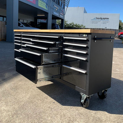 GTX 2.4M Black Tinted Stainless Steel Tool Chest & Workbench 20 Drawer Trolley - Premium Tool Box from GTools - Just $2299! Shop now at GTools