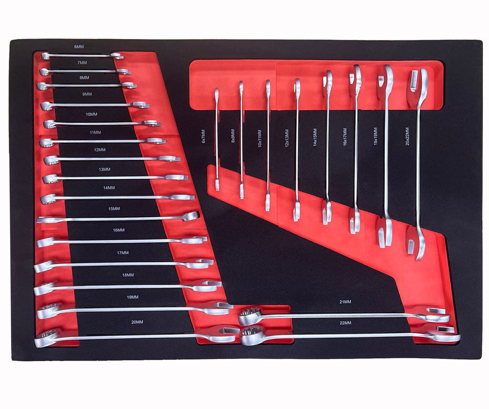 Combination & Open End Spanner Set 6mm-22mm in EVA Tray – Organised ...
