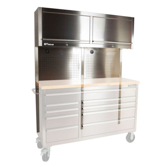GTX 1.4M Stainless Steel Overhead Cabinets, Pegboards & Support Frames Set - GTools