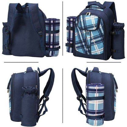 4-Person Picnic Bag Backpack with a Rug, Bottle Holder & Accessories - Premium Picnic Set from GTools - Just $59.00! Shop now at GTools