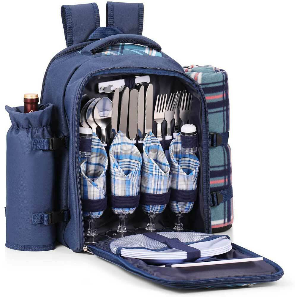 4-Person Picnic Bag Backpack with a Rug, Bottle Holder & Accessories - Premium Picnic Set from GTools - Just $59.00! Shop now at GTools