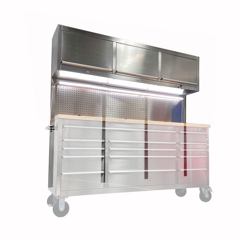 1.8M Stainless Steel Overhead Cabinets, Pegboards & Support Frames Set - Premium Tool Box from GTools - Just $650.00! Shop now at GTools
