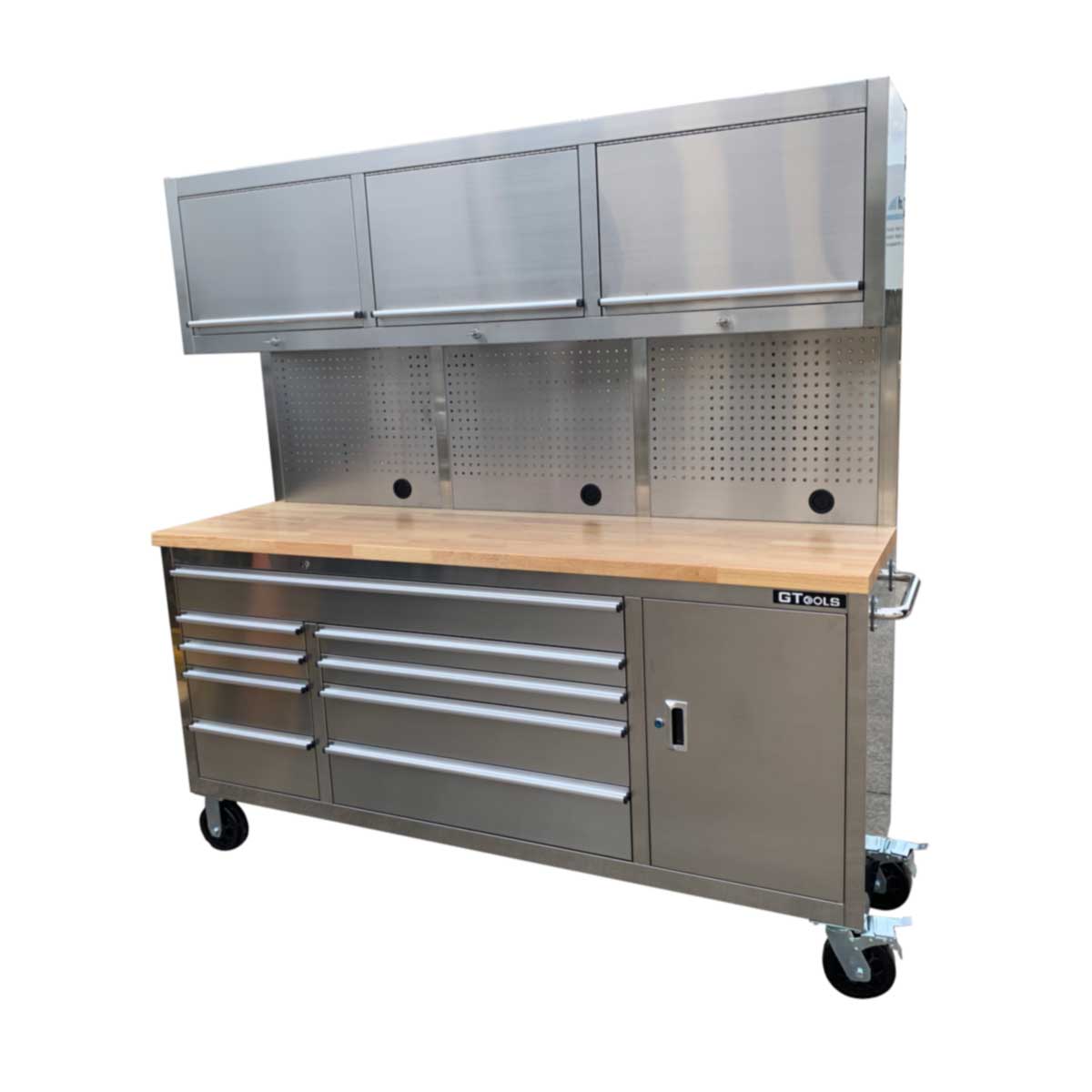 GTX 1.8M Stainless Steel Workbench, 9 Drawers & Cabinet Combo - Premium Tool Box from GTools - Just $1749! Shop now at GTools